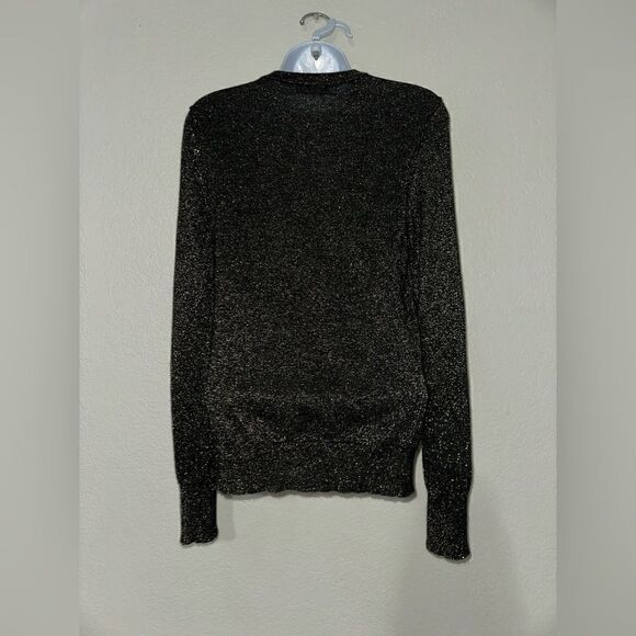 Equipment Femme Ondine Crew Neck Sweater Black/Gold Sparkle Merino Wool/… - Picture 4 of 7